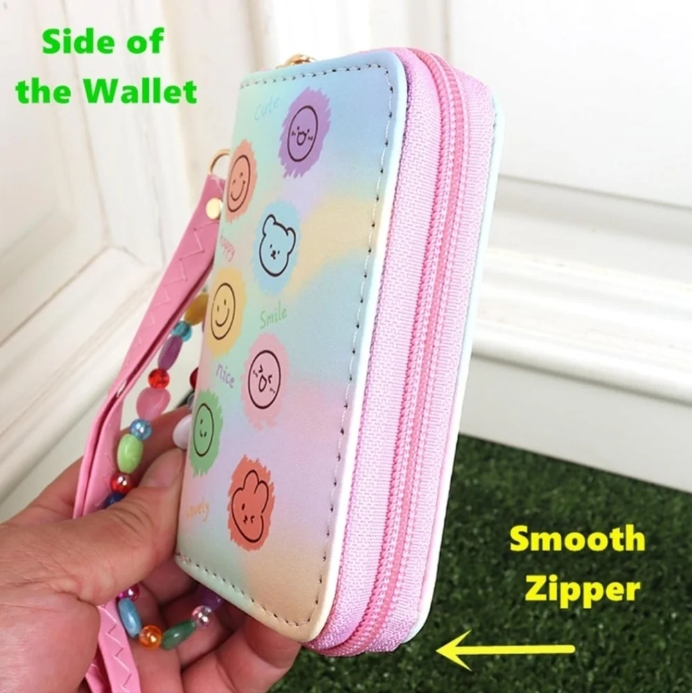 Colorful Kids Wallet with Beaded Strap